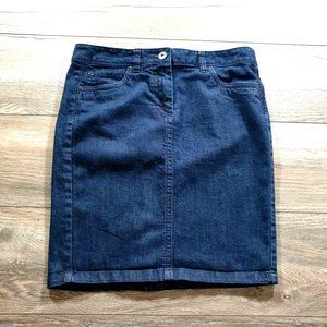 Ann Taylor Womens Petite Denim Pencil Skirt 19" Length, 32" Waist Dark Wash